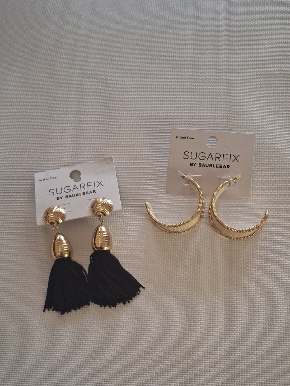 Sugarfix by BaubleBar Gold and Black Tassel & Gold Hoop Earring Set
